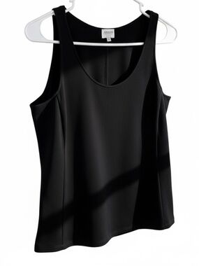 Armani Collezioni Black Sleeveless Silk Blend Top Fitted Side Zip Minimalist